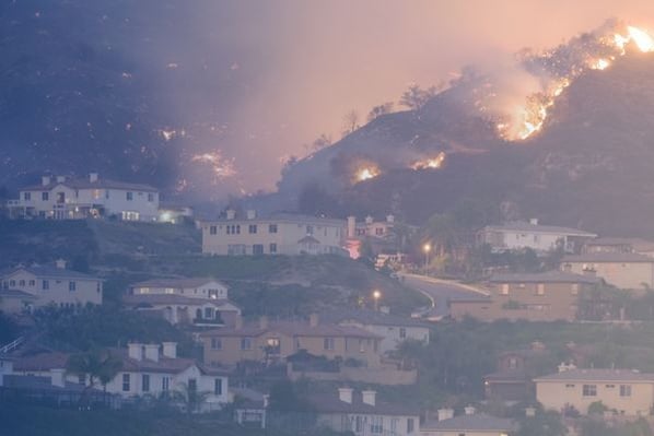 Fire Approaching Homes in California