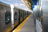 side view of commuter train