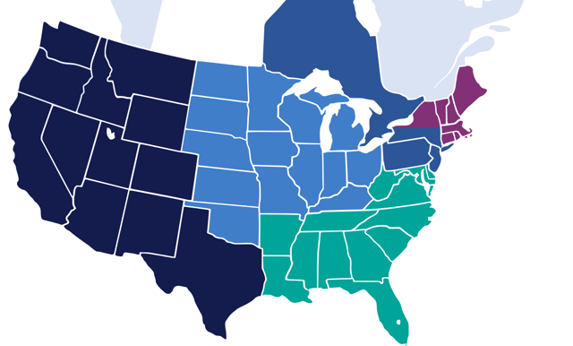 Risk Strategies North American Regional Locations Map