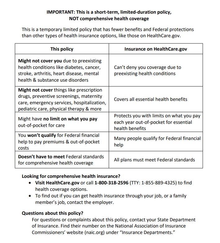 Model-Notice-Short-Term-Limited-Duration-Policy
