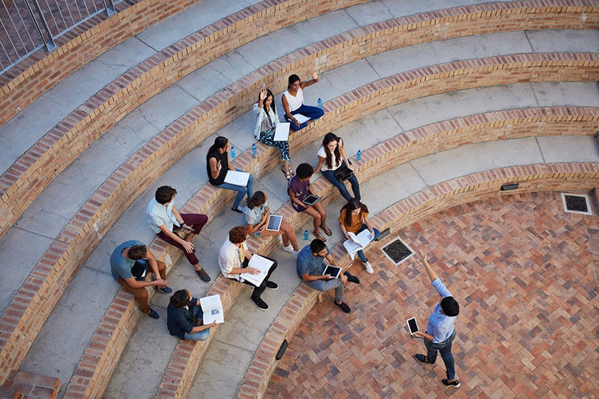 college students on steps