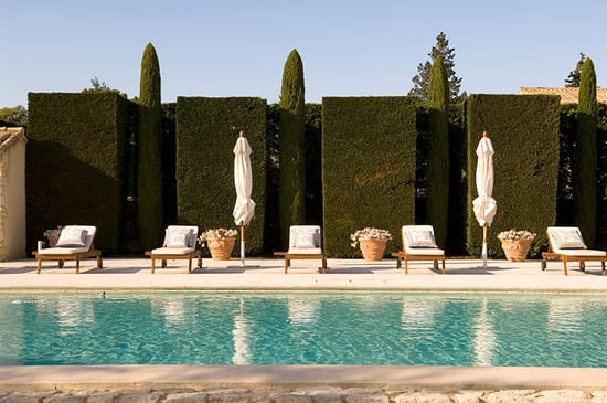 Pool with lounge chairs. 