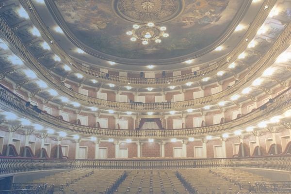 Wide angle view of theater interior