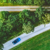 aerial view road and field