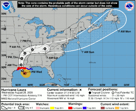 Hurricane Alert - Laura Heads for Land